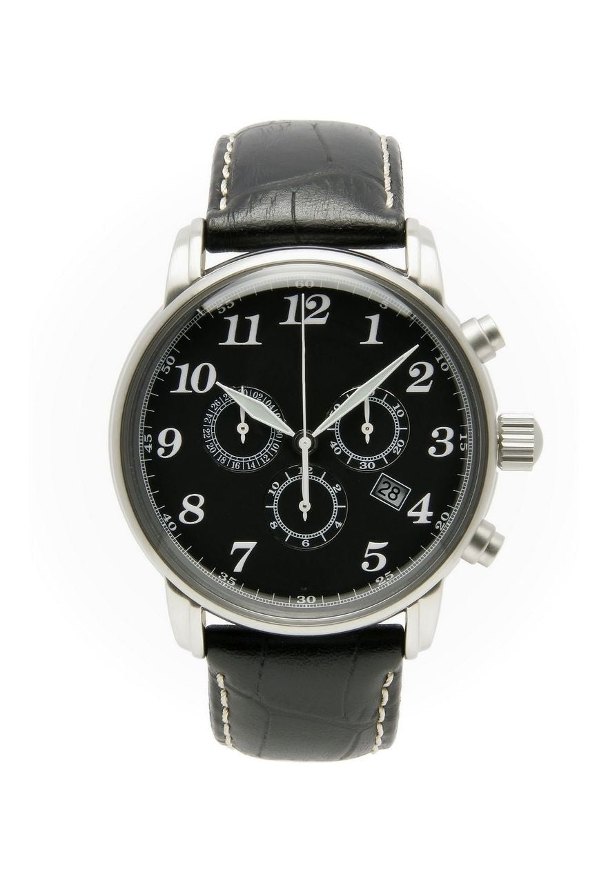 LSL Men Watch 010 - Black/Black Leather