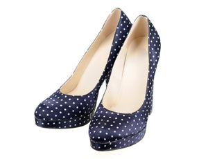 LSL Women High Heels Classic Navy Polka Dot