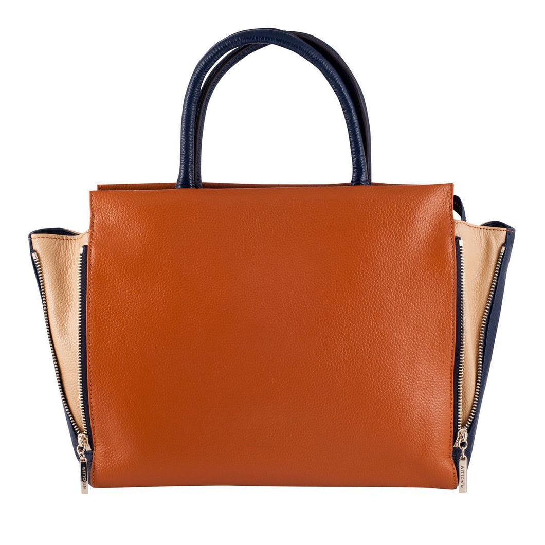 LSL Women Leather Bag Dark Orange/Cream